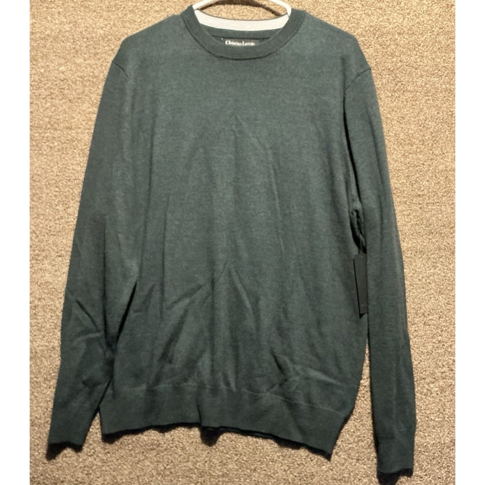 Christian Lacroix Men's Extra fine Merino Wool Sweater NWT L Forest Green Crew